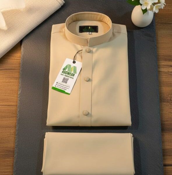 ASGWEAR Classic Sandstone Mandarin Kameez Shalwar (For Boys)