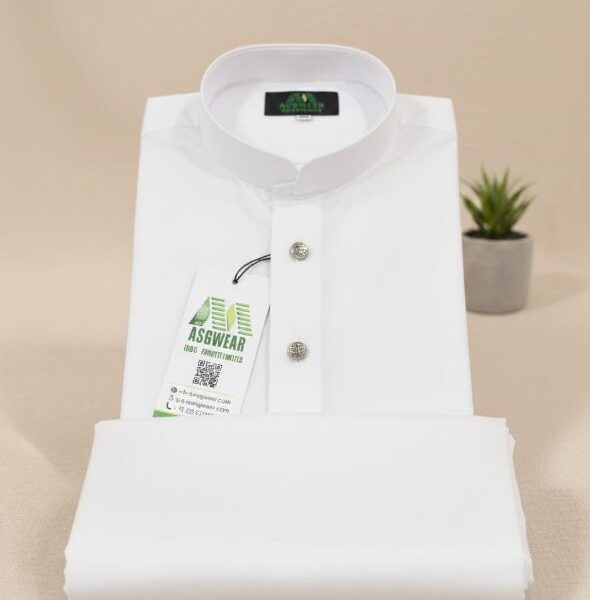 ASGWEAR Classic White Mandarin Kameez Shalwar – Boys (Ages 5–15)