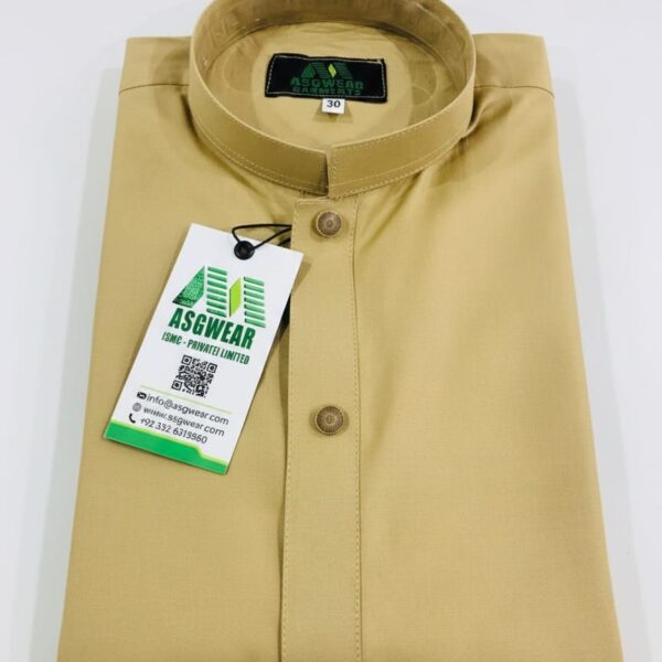 ASGWEAR Men's Sand Beig Kurta with Mandrin Collar and Textured Buttons