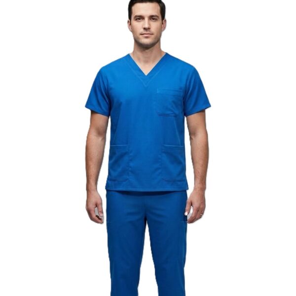 Men's Royal Blue Stretchable Non-Wrinkle Healthcare Uniform
