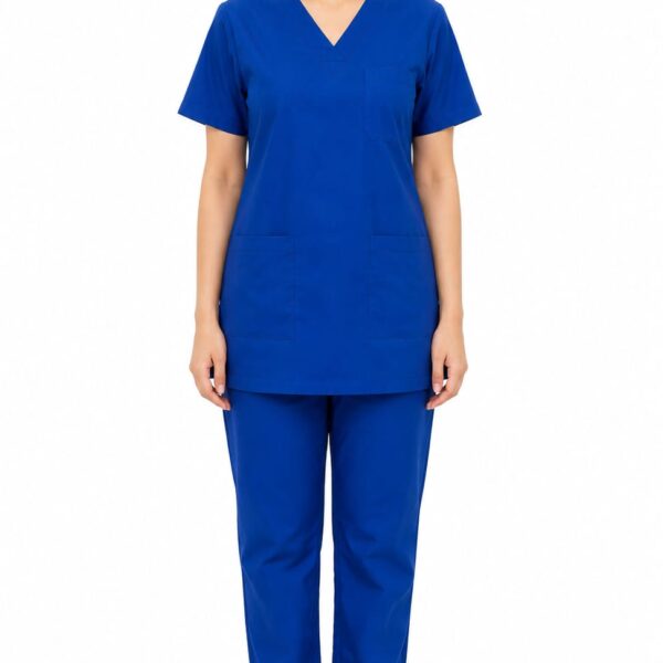 Royal Blue V Neck Half Sleeves 305 (Wrinkle Free Stretchable)